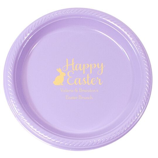Script Happy Easter Bunny Plastic Plates